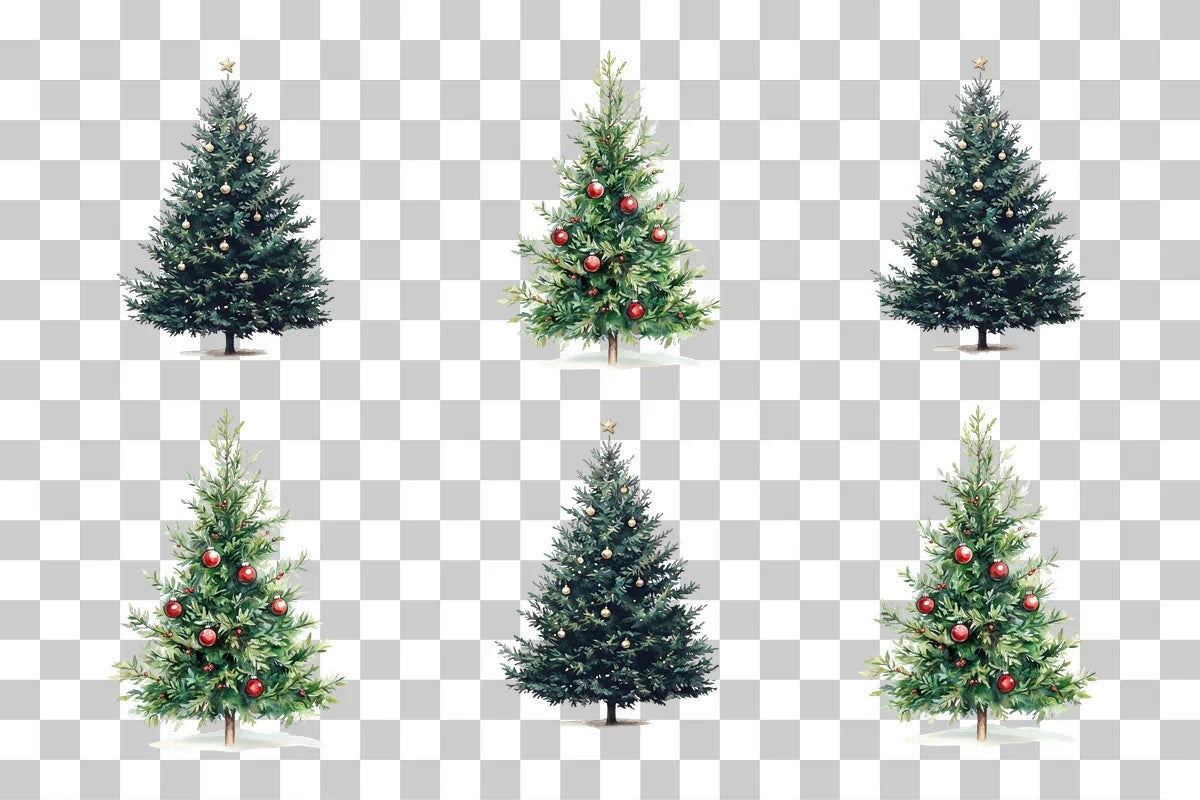 Classic Christmas Tree with Ornaments Clipart Bundle - CraftNest - Digital Crafting and Art