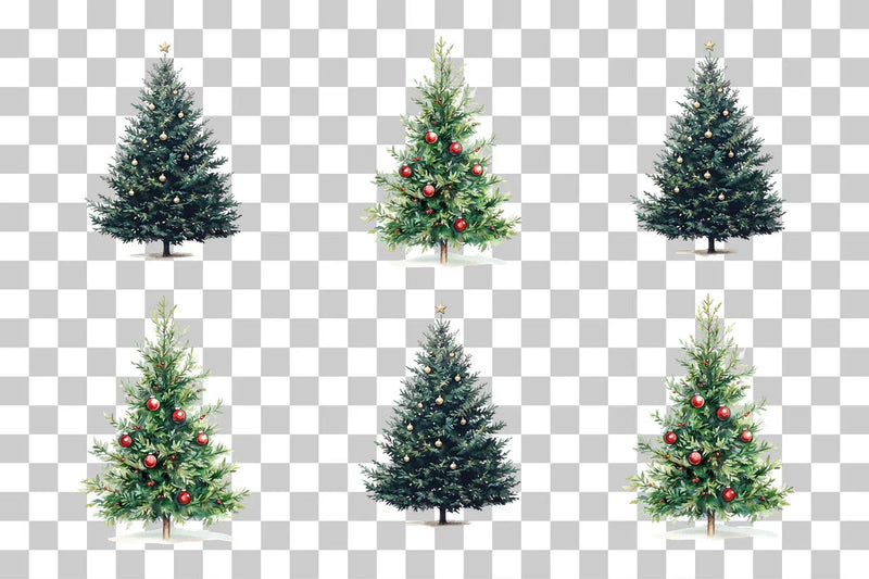 Classic Christmas Tree with Ornaments Clipart Bundle - CraftNest - Digital Crafting and Art