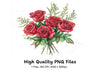 Red Rose Bouquet Clipart Bundle