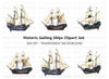 Vintage Pirate Ship Clipart Bundle