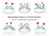 Sleeping Dragon Couple on Cloud Clipart Bundle