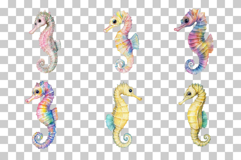 Colorful Seahorse Clipart Bundle - CraftNest - Digital Crafting and Art