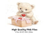Cute Teddy Bear with Gift Box Clipart Bundle