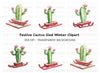 Christmas Cactus Sleigh Clipart Bundle