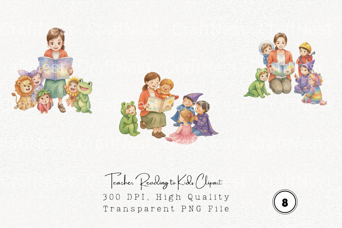Teacher Reading To Kids Clipart Bundle