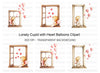 Sad Cupid with Heart Balloons Clipart Bundle