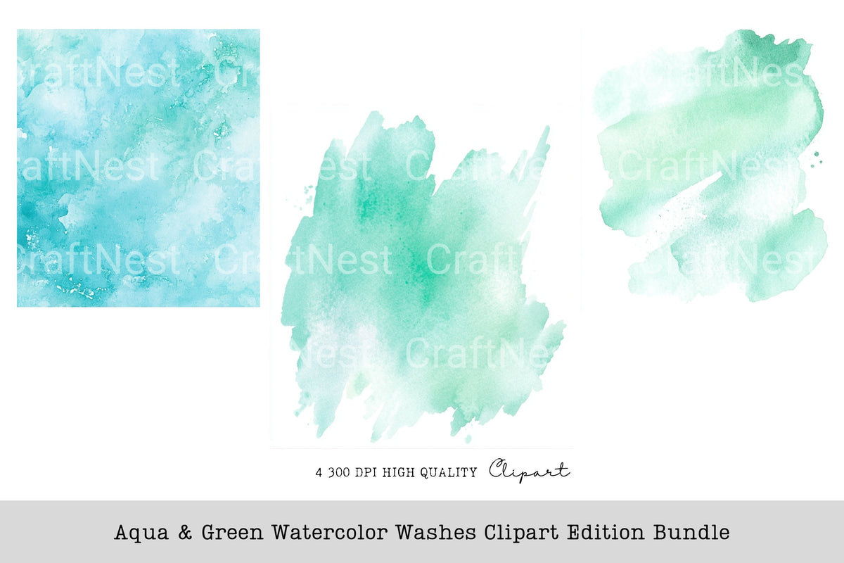 Aqua Green Washes Edition Clipart Bundle