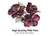 Dark Burgundy Flower Clipart Bundle