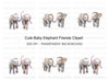Adorable Baby Elephant Clipart Bundle