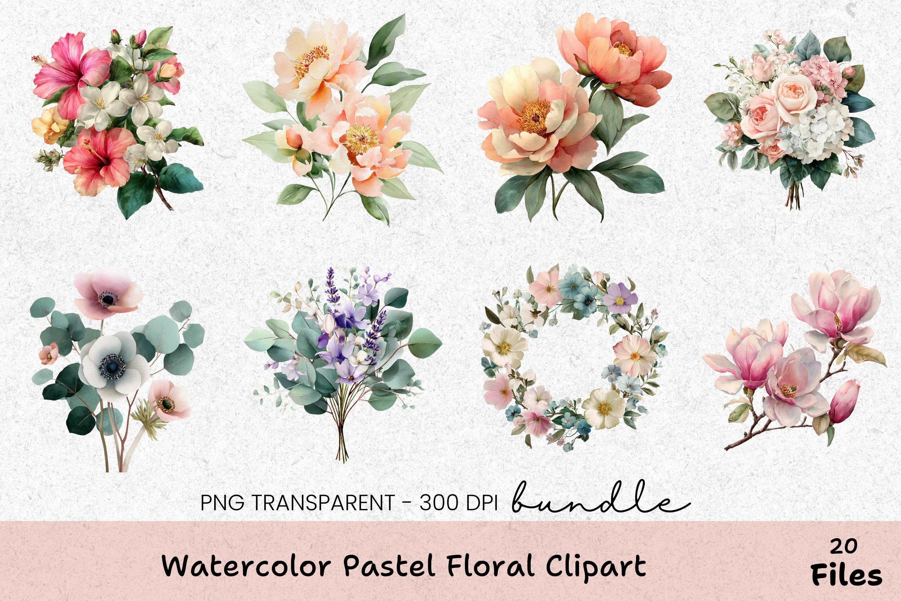Pastel Floral Clipart Bundle - CraftNest - Digital Crafting and Art