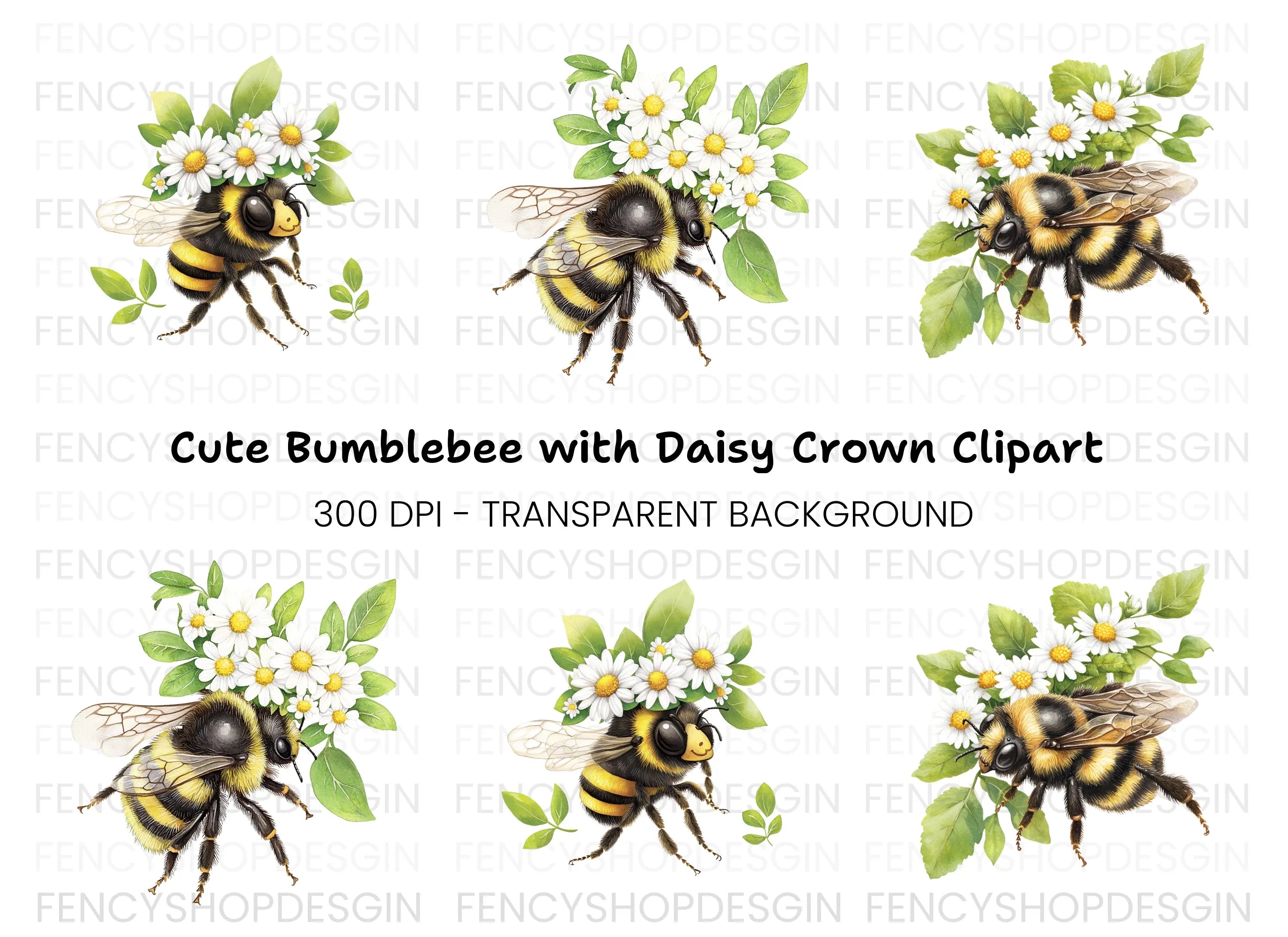 Cute Bumblebee Daisy Clipart Bundle