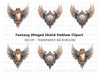 Two Winged Shields Clipart Bundle