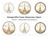 Vintage Eiffel Tower Circle Clipart Bundle