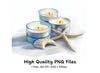 Tealight Candles and Starfish Clipart Bundle