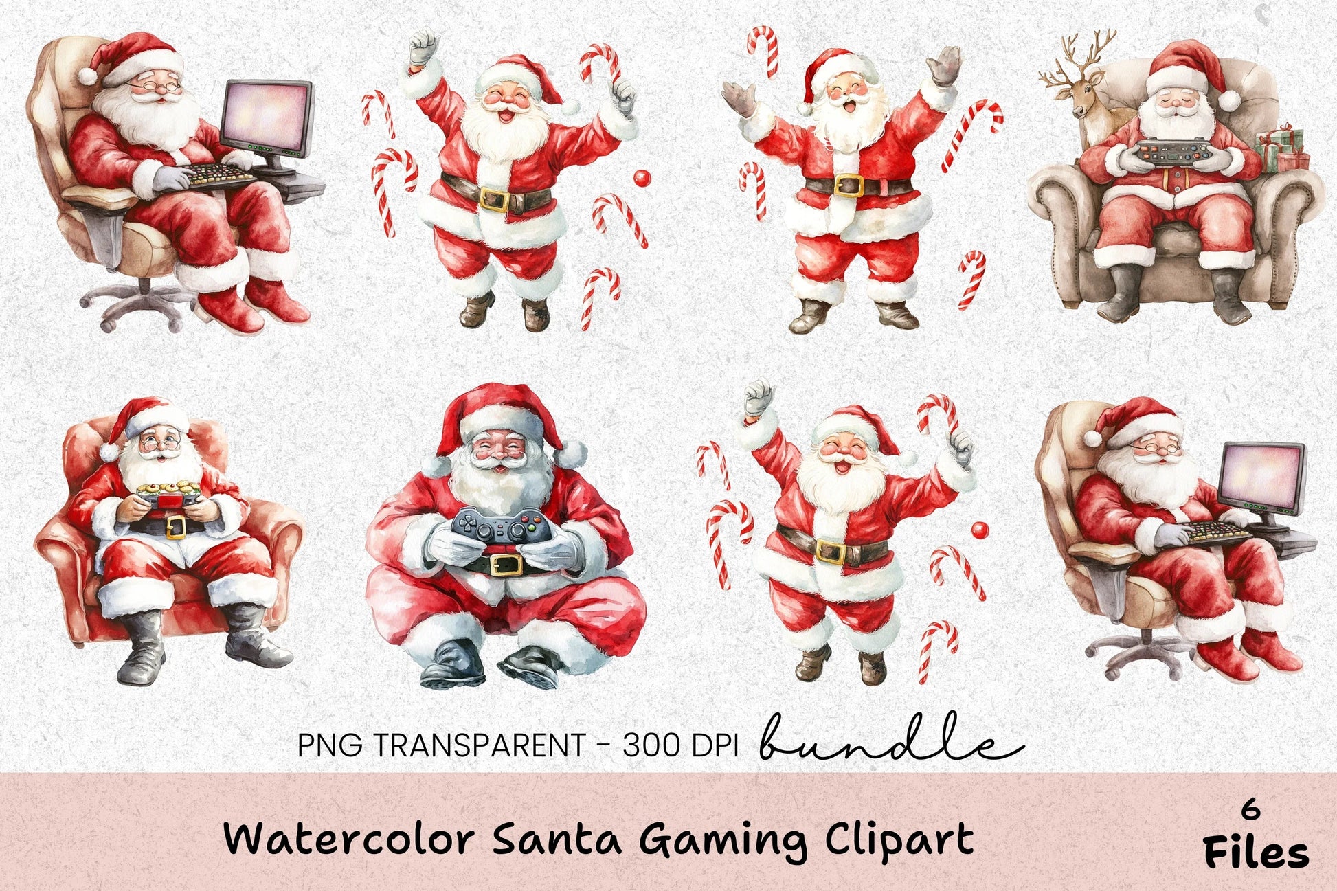 Santa Gaming Clipart Bundle - CraftNest - Digital Crafting and Art