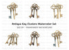 Vintage Gold Keys Clipart Bundle