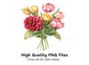 Dahlia and Tulip Bouquet Clipart Bundle