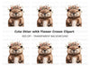 Cute Otter with Flower Crown Clipart Bundle