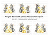Cute Mice Family with Cheese Clipart Bundle