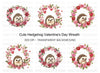 Cute Hedgehog Valentine Wreath Clipart Bundle