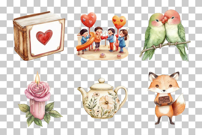 Romantic Love & Cute Character Clipart Bundle - CraftNest - Digital Crafting and Art