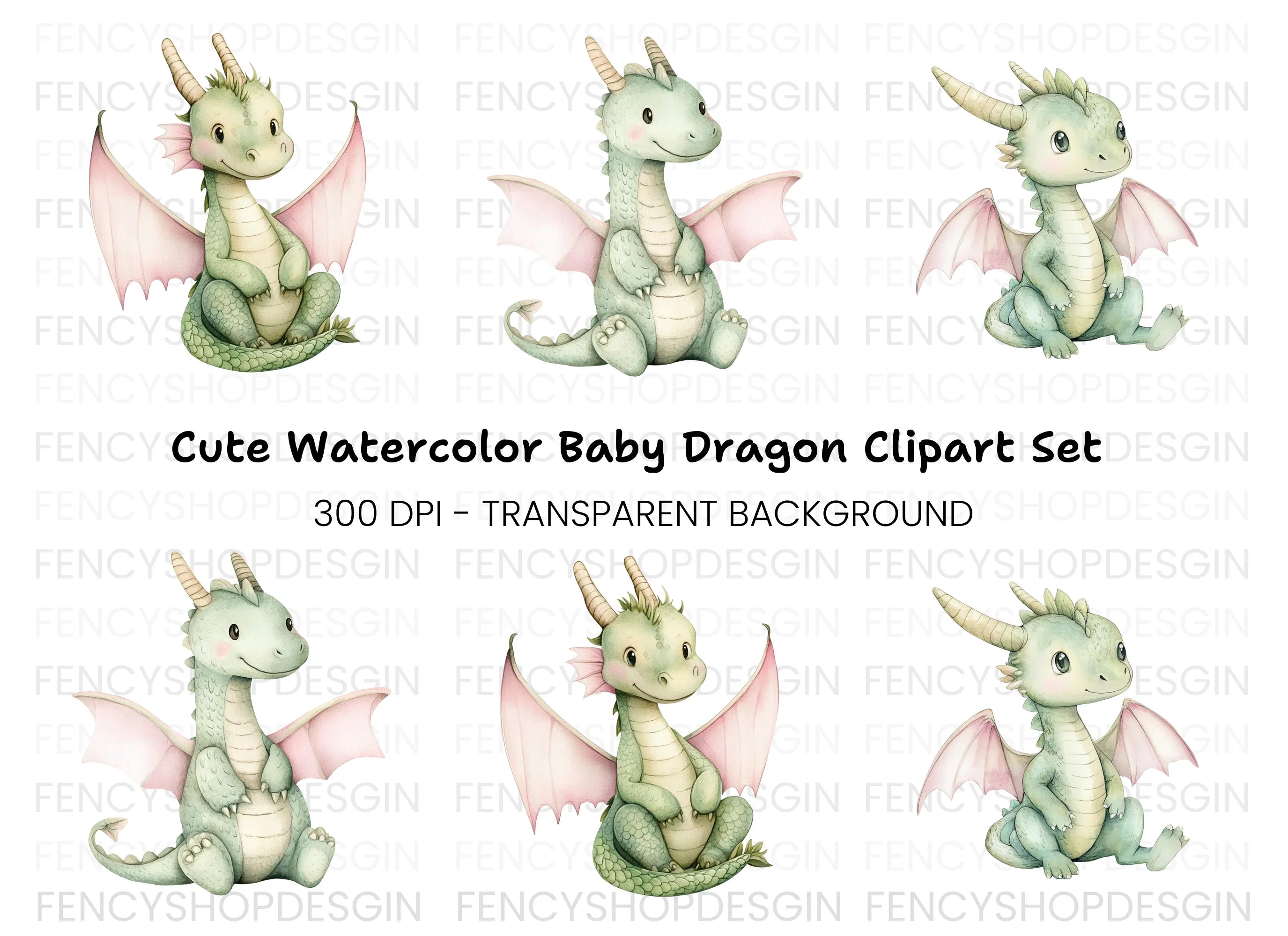 Cute Baby Dragon Clipart Bundle