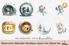 Adorable Christmas Space Cat Clipart Bundle - CraftNest - Digital Crafting and Art