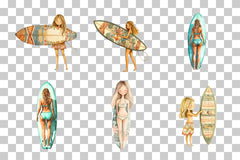 Surf Girl Clipart Bundle with Surfboard - CraftNest - Digital Crafting and Art