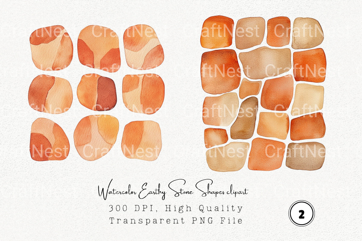Earthy Stone Shapes Clipart Bundle