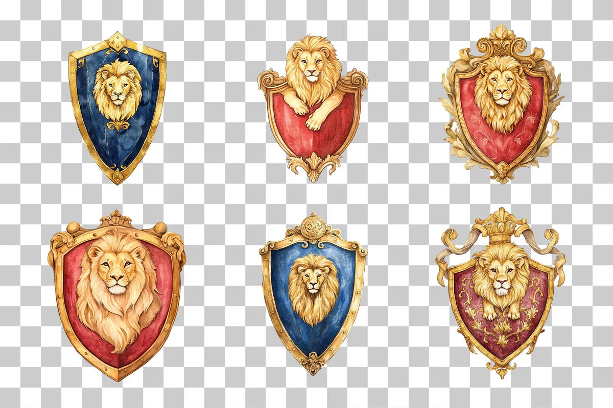 Heraldic Lion Coat of Arms Clipart Bundle - CraftNest - Digital Crafting and Art