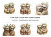 Cute Sloth Couples with Flower Crowns Clipart Bundle