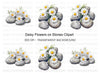 Daisy Flowers on Stones Clipart Bundle