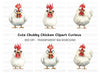 Funny Cartoon Chicken Faces Clipart Bundle