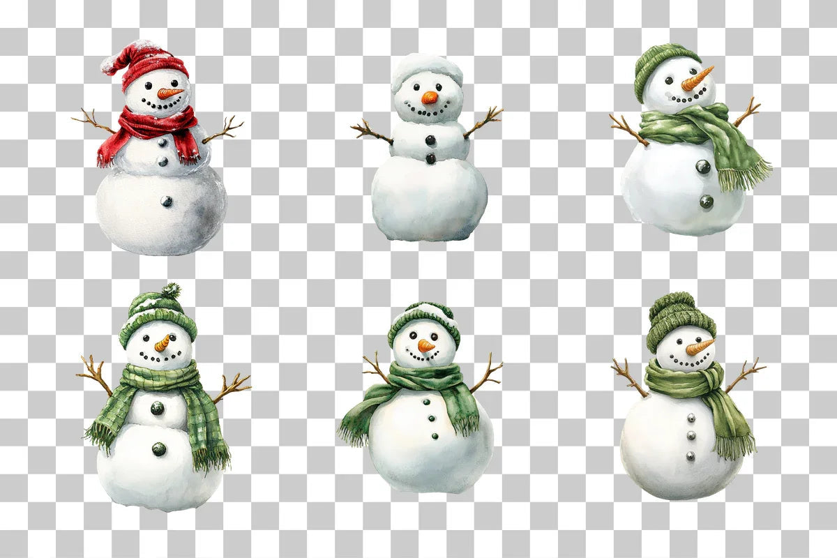 Realistic Winter Snowman Clipart Bundle - CraftNest - Digital Crafting and Art