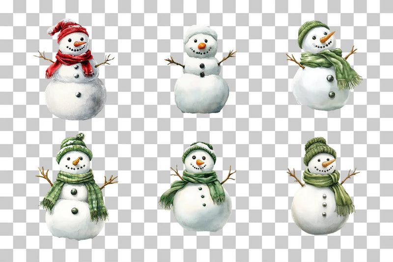 Realistic Winter Snowman Clipart Bundle - CraftNest - Digital Crafting and Art