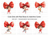 Cute Girls with Red Bows Clipart Bundle