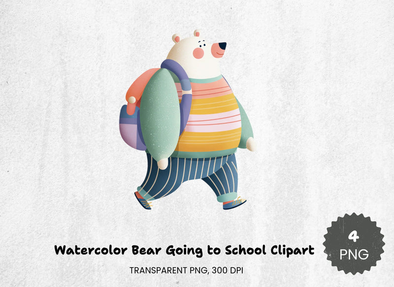 Bear Going to School Clipart Bundle - CraftNest - Digital Crafting and Art