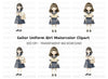 Japanese Sailor Uniform Girls Clipart Bundle
