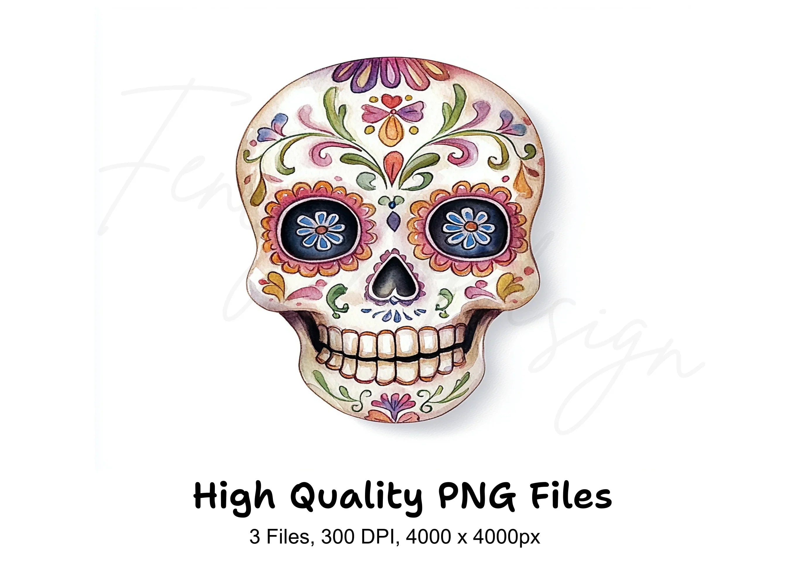 Vibrant Sugar Skulls Clipart Bundle