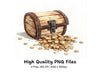 Wooden Treasure Chests with Gold Clipart Bundle