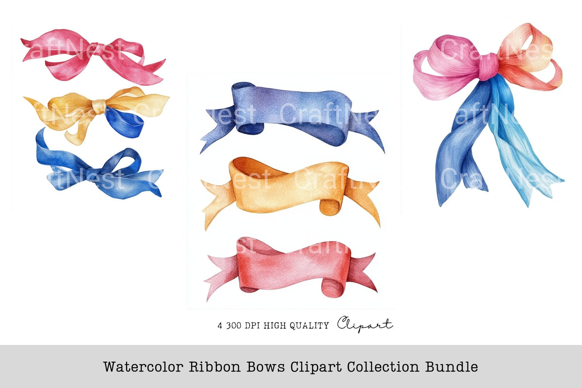 Ribbon Bows Clipart Bundle