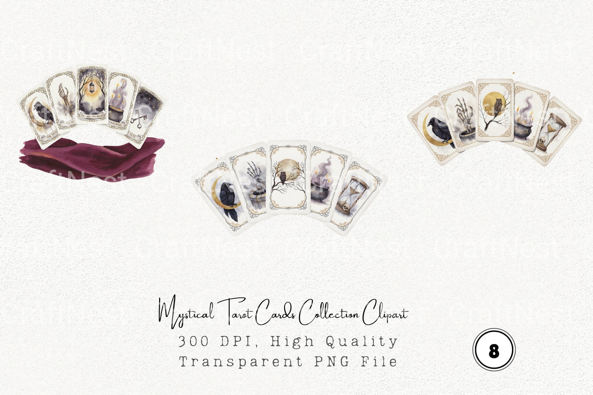 Mystical Tarot Cards Clipart Bundle