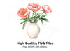 Pink Peonies in White Vase Clipart Bundle