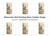 Autumn Wolf Howling at Moon Tumbler Clipart Bundle