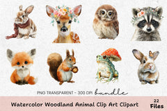 Woodland Animal Clip Art Bundle - CraftNest - Digital Crafting and Art