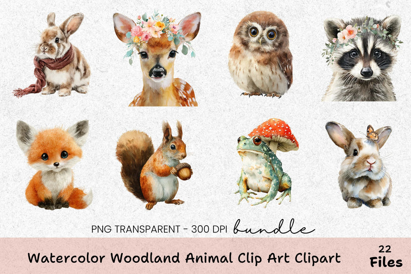 Woodland Animal Clip Art Bundle - CraftNest - Digital Crafting and Art