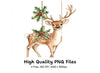 Christmas Deer with Holly Clipart Bundle