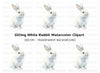 Realistic White Rabbit Clipart Bundle