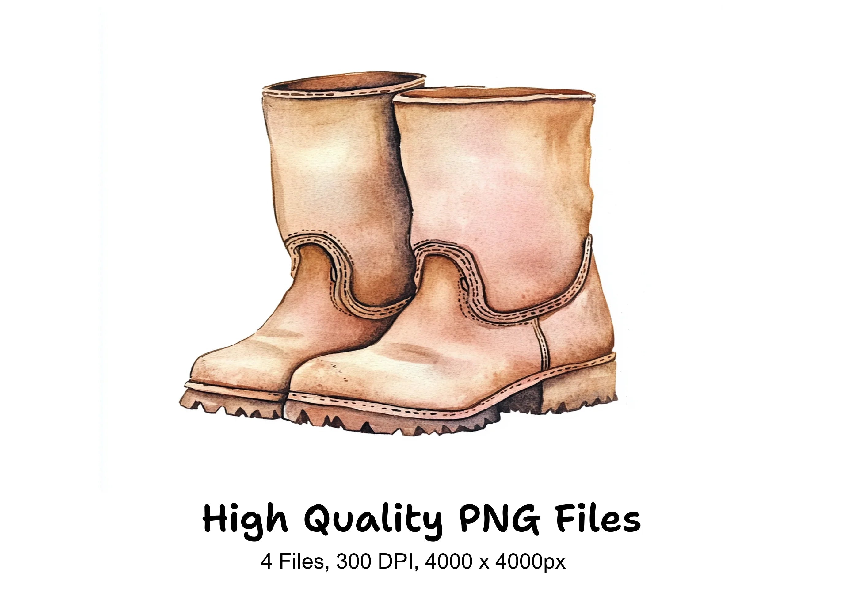 Clean Leather Boots Clipart Bundle