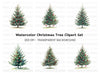 Festive Christmas Trees with Ornaments Clipart Bundle
